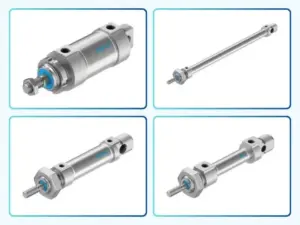 Festo DSNU round cylinders for industrial pneumatic automation, providing precise linear motion and reliable performance in compact installations