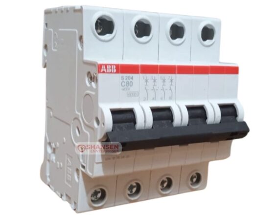ABB S204-C80 Miniature Circuit Breaker | 80A, 4P, C Curve, 6kA
