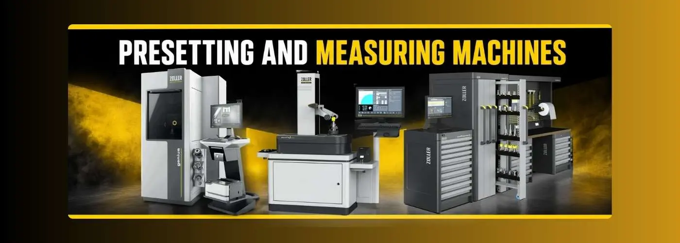ZOLLER presetting and measuring machines with tool management system for CNC machining, tool inspection, measurement, and digital tool organization