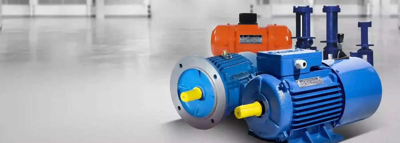 Stark electric motors and industrial drive equipment displayed in a modern industrial environment for manufacturing and process applications