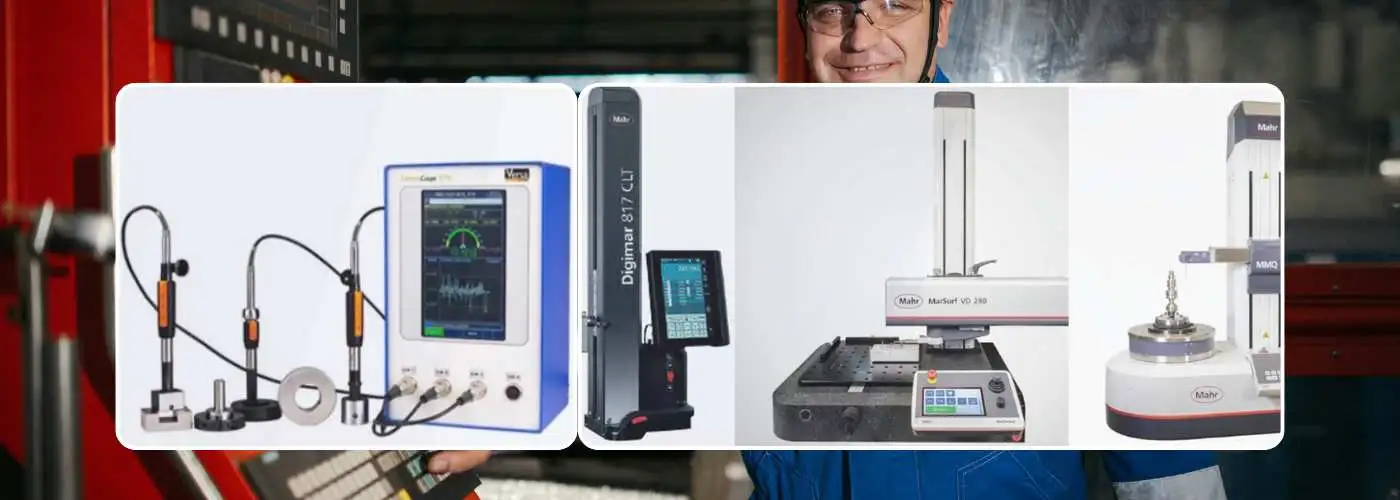 Collage of industrial measuring instruments including ultrasonic thickness gauge, height gauge, surface measurement system, and precision metrology equipment supplied by Techorg in chennai