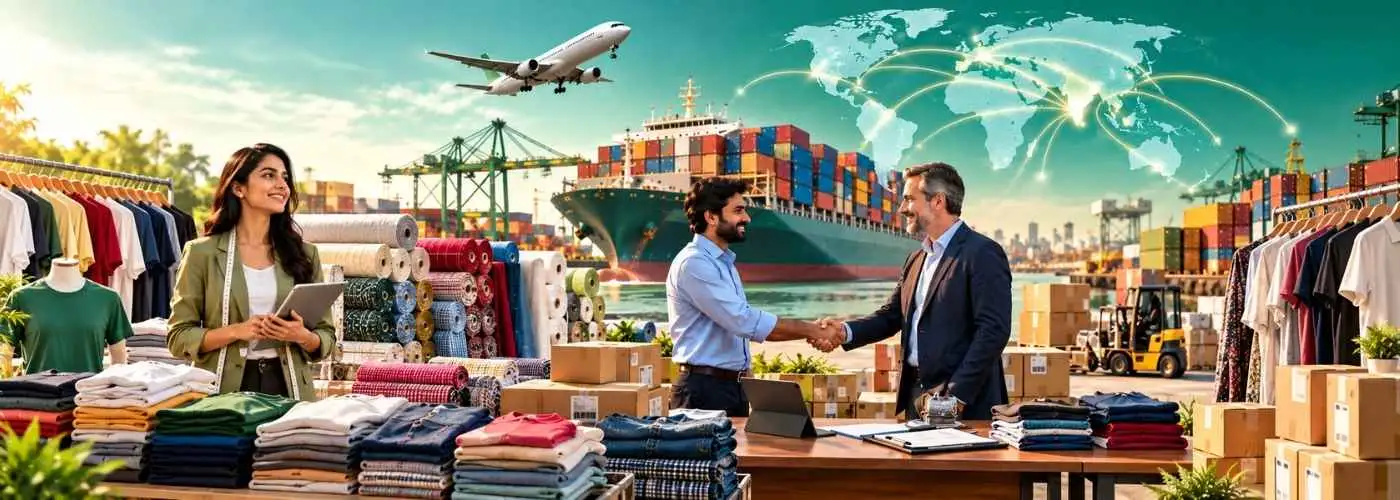 Indian apparel, fabrics and readymade garments prepared for export to global markets