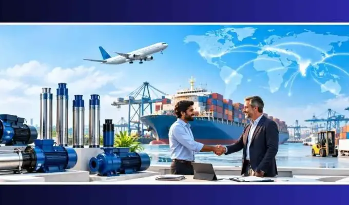 Exporters and importers in India engaged in global trade of pumps, submersible pumps, motors and industrial products