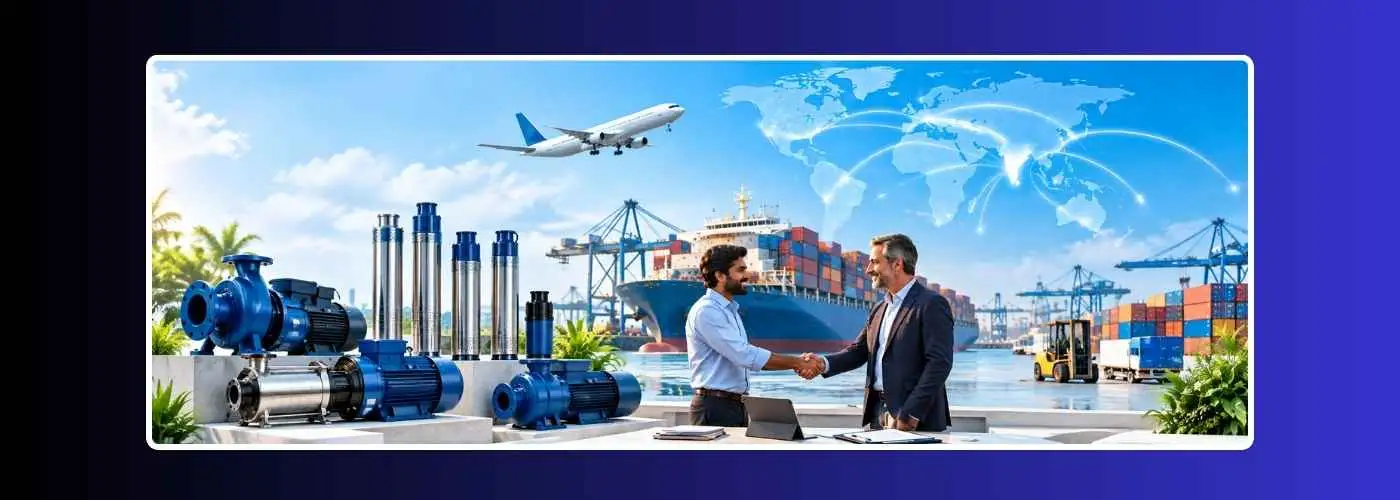 Exporters and importers in India engaged in global trade of pumps, submersible pumps, motors and industrial products