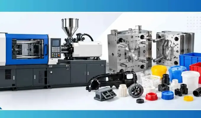 Plastic injection molding machine, industrial molds, tools and molded plastic parts