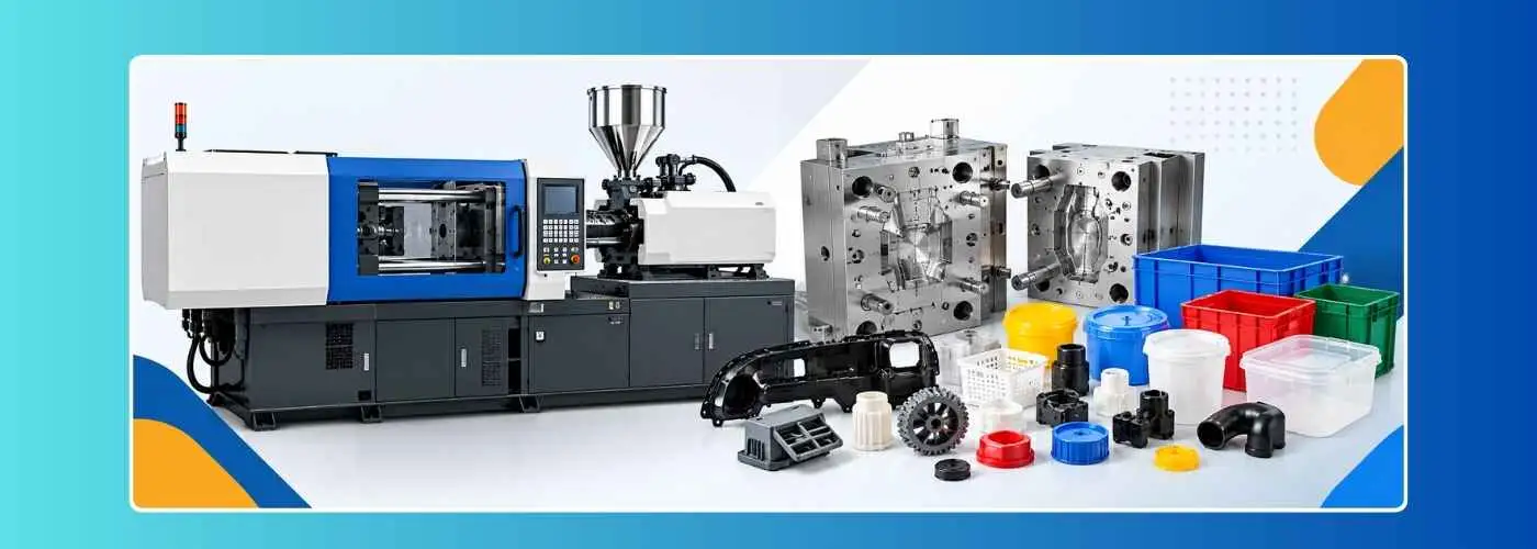 Plastic injection molding machine, industrial molds, tools and molded plastic parts